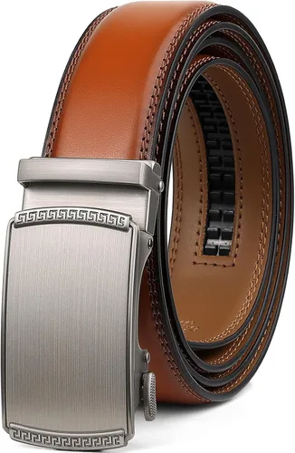 Miniatura 16 de Drowsmen - Cinturón de cuero para hombre con trinquete de 1 3/8 pulgadas, hebilla automática de deslizamiento con clic, ajuste ajustable para un