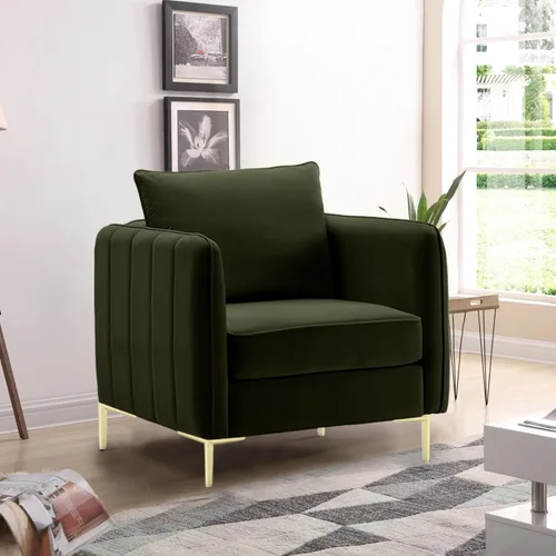 Miniatura 10 de Silla decorativa moderna, sillón de terciopelo esmerilado suave, silla tapizada con patas de carne, cómoda silla de lectura con reposabrazos anchos