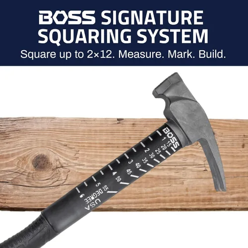 Miniatura 2 de Boss Hammer Martillo de Titanio Ti64 de Grado de Construcción de 14 oz con Mango de Fibra de Vidrio Tough-Fiber que Absorbe Impactos - Agarre