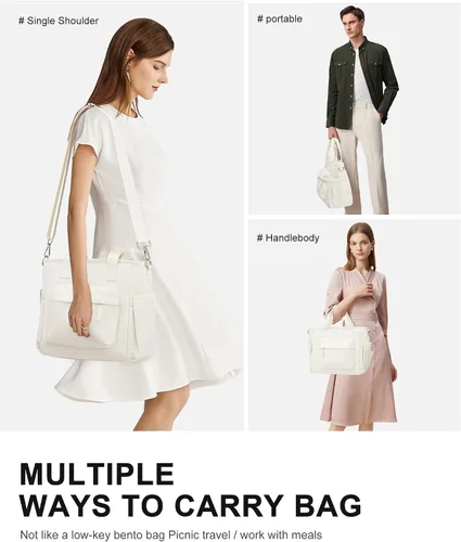 Miniatura 5 de Bolsa de almuerzo para mujer, caja de almuerzo grande para adultos para mujeres y hombres, bolsa de almuerzo aislada con bandolera para trabajo