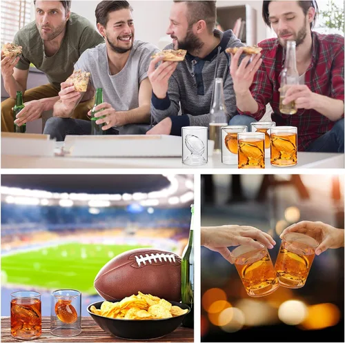 Miniatura 6 de Hoolerry - Juego de 6 vasos de chupito reversibles de 100/200 ml de fútbol, vasos de whisky transparentes para fanáticos del fútbol, regalos