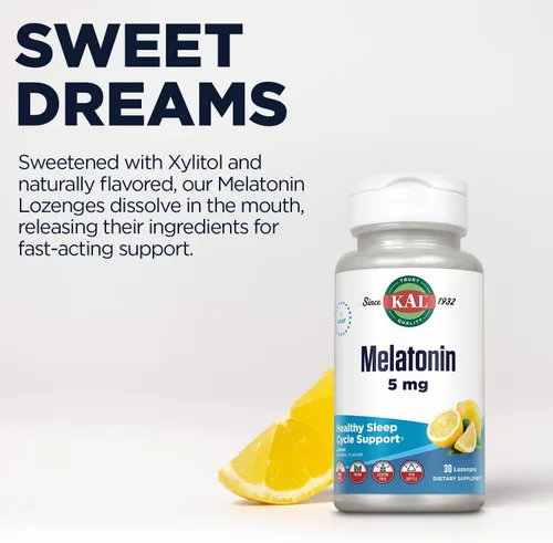 Miniatura 6 de KAL Pastillas de melatonina de 5 mg de ayuda para dormir, suplemento de melatonina que apoya la calidad del sueño, relajación calmante y un ciclo