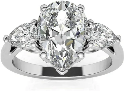 Miniatura 19 de WSX - Anillo de compromiso de oro de 10/14/18 quilates de 2 quilates para mujer, diseño de lágrima personalizada, moissanita, promesa de boda
