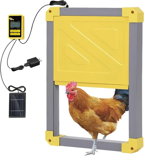 Miniatura 7 de GUTINNEEN Puerta automática de gallinero con energía solar, abridor de puerta de pollo automático para Chicken House Duck Run (negro)