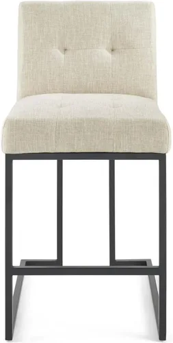 Miniatura 5 de Modway Privy Taburete tapizado de tela de acero inoxidable negro, beige