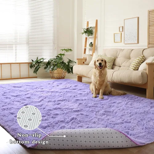 Miniatura 8 de DweIke Alfombras Esponjosas de Color Púrpura Lavanda para Dormitorio y Sala de Estar, 5x8 Pies Alfombra Suave de Felpa Shaggy Lila Púrpura