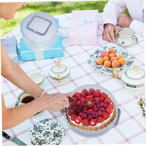 Miniatura 5 de DOITOOL Porta pasteles de plástico con asa para pasteles de 8 pulgadas, contenedor redondo portátil para tartas para transporte, contenedor