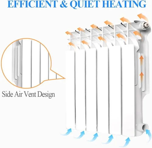 Miniatura 2 de Calentador de Radiador de Pared Montado en la Pared AB con 6 Paneles, Radiador de Agua Caliente de Aluminio Ligero para Cocina, Dormitorio