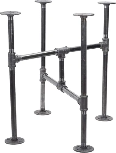 Miniatura 12 de PIPE DECOR Juego de patas de mesa auxiliar, kit de base de mesa industrial rústica para sala de estar, oficina, tuberías y accesorios ásperos