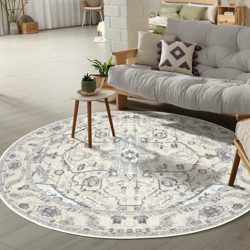 Miniatura 63 de GLN Rugs Traditional Collection - Alfombra de felpilla lavable a máquina, tradicional, antideslizante, alfombra de felpilla de pelo bajo, para sala