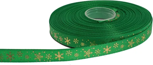 Miniatura 17 de Cinta de grogrén de copo de nieve con impresión dorada de 25 yardas cada rollo, borde tejido 100% poliéster (3/8 pulgadas, beige)