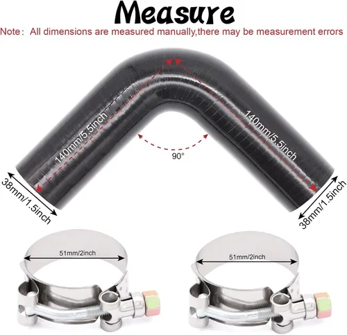 Miniatura 4 de Acoplador de codo de 90 grados de 4 capas de manguera de silicona de 1.5 pulgadas (38 mm) con abrazaderas de perno en T para tubo de admisión