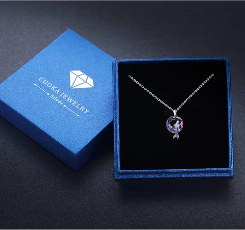 Miniatura 7 de Collares de sirena de forma redonda con dije de océano de cristal, delicado collar de plata de ley con estrellas de mar y playa, lindos regalos
