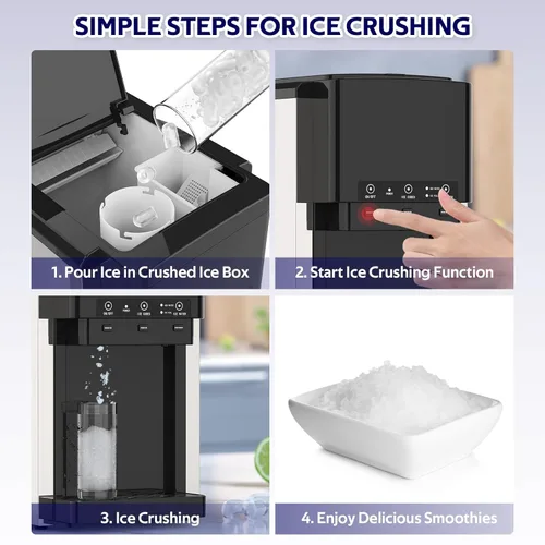 Miniatura 6 de ADVWIN Dispensador de agua 3 en 1 con máquina de hielo, encimera de máquina de hielo en pepita, bala y hielo triturado, enfriador de agua, 44