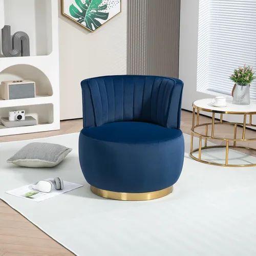 Miniatura 8 de Silla giratoria de terciopelo, sillón giratorio tapizado de 360 grados, moderno y cómodo sillón redondo para sala de estar pequeña, dormitorio