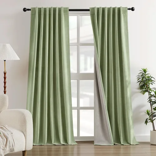 Miniatura 16 de HOMEIDEAS Cortinas Opacas 100% de Chenilla para Dormitorio, Cortinas Rosa Rubor de 63 Pulgadas de Largo, 2 Paneles para Sala de Estar/Guardería