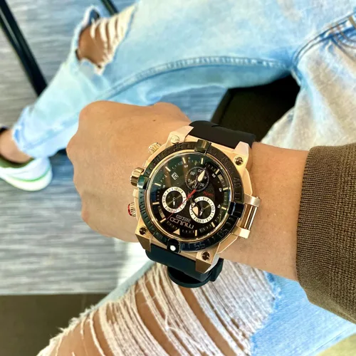 Miniatura 6 de MULCO Reloj para hombre Kripton de acero inoxidable con correa de silicona Movimiento cronógrafo de cuarzo Pantalla analógica premium, resistente al