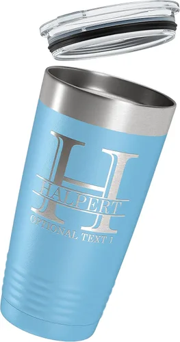 Miniatura 5 de Vaso de acero inoxidable aislado con tapa, grabado personalizado, de 20 onzas (17 colores), con recubrimiento en polvo, idea de regalo grabada