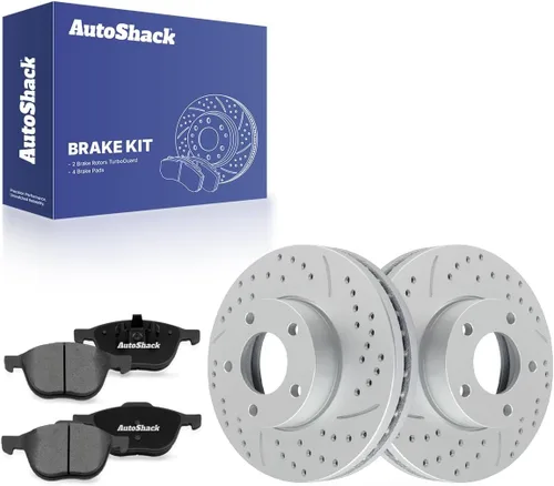 Miniatura 6 de AutoShack Pastillas de freno de cerámica para rotores de freno delanteros perforados y ranurados, repuesto para Mazda 3 2004-2013 2009 2010 2012