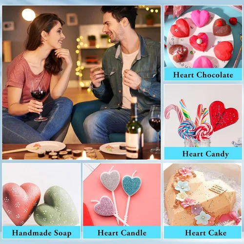 Miniatura 3 de 34 moldes de silicona con forma de corazón para el día de San Valentín, juego de moldes de corazón rompible Sublaga para chocolate, molde de letras