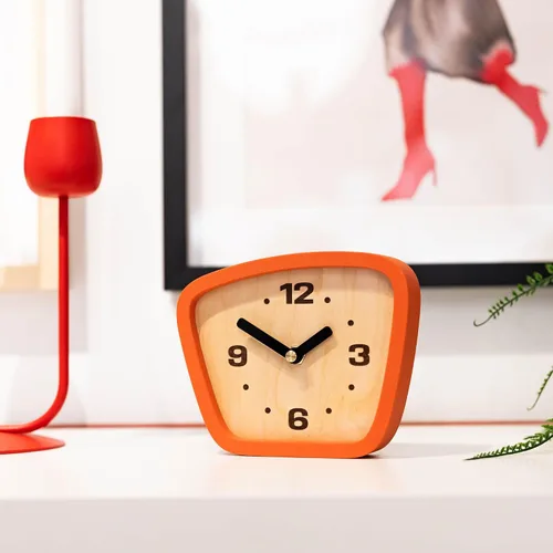 Miniatura 3 de Reloj moderno de mediados de siglo hecho a mano, movimiento silencioso para escritorio, mesa y repisa, decoración analógica MCM sin tictac