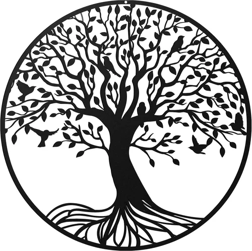 Demissle Arte de pared de metal árbol de la vida de 11.8 pulgadas para colgar en la pared, árbol genealógico, esculturas colgantes de jardín para