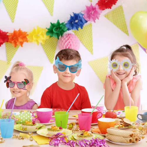 Miniatura 5 de Suloli Gafas de sol para fiesta, 6 pares de divertidos accesorios de disfraces tropicales para fiestas de verano, anteojos novedosos para niños