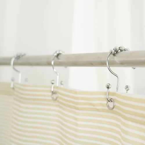 Miniatura 5 de Ganchos para cortina de ducha, anillos Titanker, rodillos de acero inoxidable de doble deslizamiento, ganchos para cortinero de ducha para baño