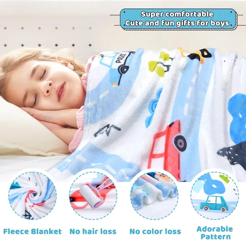 Miniatura 5 de BOOPBEEP Cobijas de coches para guardería, manta de forro polar suave y cálida para niños, manta de siesta de felpa pequeña para niños y niñas