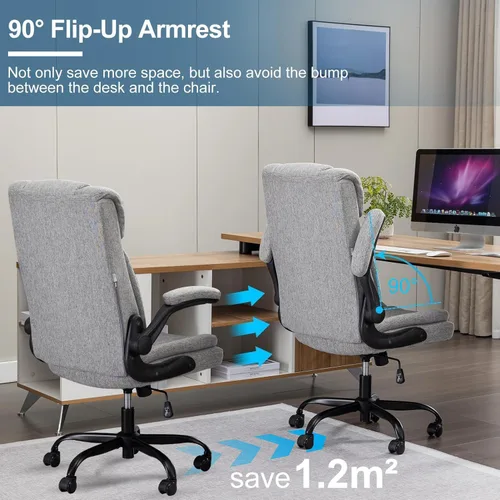 Miniatura 8 de Silla de oficina con respaldo alto, ergonómica, ejecutiva, silla de escritorio para computadora, cómoda tela, acolchada, sillas de escritorio