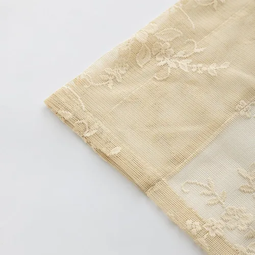 Miniatura 7 de Kotile - Cenefa de encaje beige para ventanas de estilo rústico campestre con diseño floral de vid, fondo ondulado, cenefa transparente de encaje