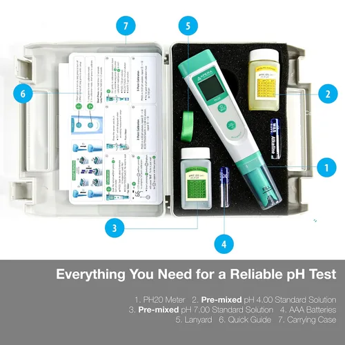 Miniatura 6 de Apera Instruments, Medidor de turbidez portátil LLC-AI481 TN400 y kit de probador de pH impermeable AI209 Serie Valor PH20, precisión de pH ± 0.1