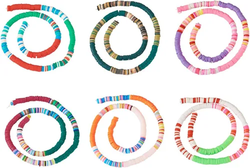 Miniatura 7 de Cuentas Heishi de disco redondo plano de 0.236 pulgadas (0.236 in), cuentas espaciadoras sueltas de arcilla polimérica para pulseras de la amistad
