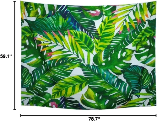 Miniatura 9 de Heopapin Tapiz de palmera, hojas de palmera, tapiz de pared con estampado de hojas de acuarela, tapices verdes tropicales para colgar en la pared