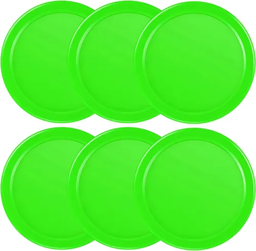 Coopay 3 1/4 Inches Air Hockey Pucks 6 Pack Full Size Heavy Replacement Pucks for Game Tables Equipment Accessories Verde