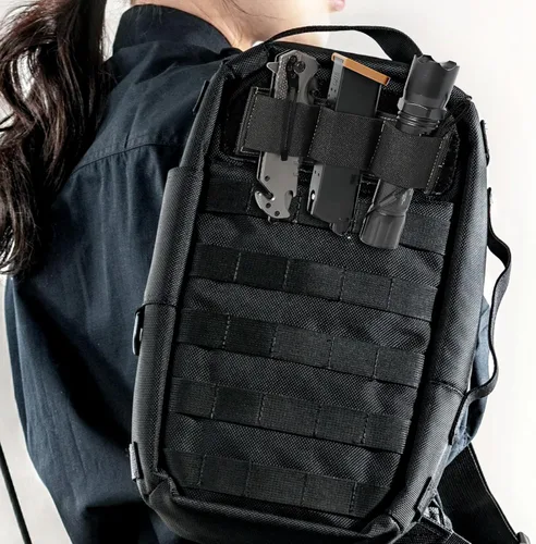 Miniatura 9 de Soporte para cargador de triple pistola, 1 paquete de soporte para linterna Molle, bolsa de gancho y bucle para mochilas de transporte ocultas