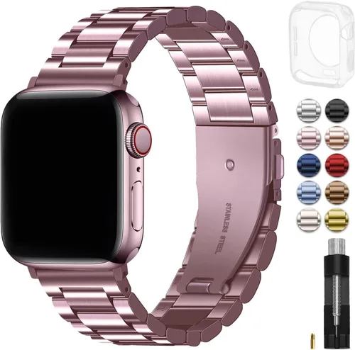 Miniatura 14 de Fullmosa Banda de Metal Compatible con Correas de Apple Watch de 1.61, 1.58, 1.5, 1.81, 1.93, 1.77, 1.73, 1.65 pulgadas, Correa iWatch con Estuche