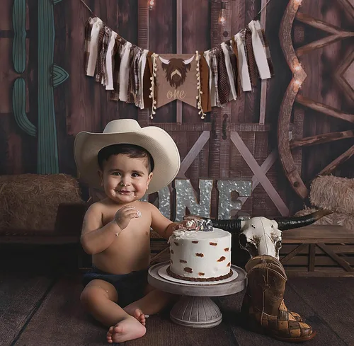 Miniatura 3 de Cartel de primer cumpleaños para silla alta – Rodeo de vaquero para decoración de tela de fiesta, baby shower, guirnalda de fondo para accesorios