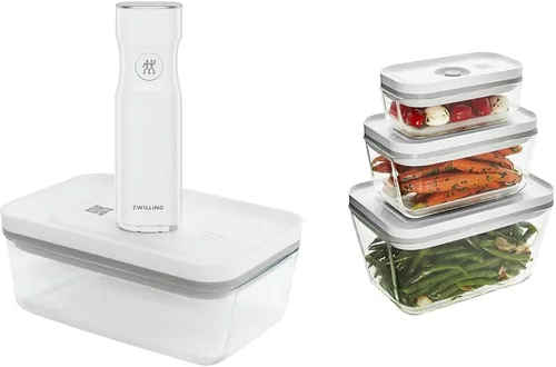 ZWILLING Fresh & Save - Sellador al vacío de mano + almacenamiento de alimentos de vidrio de 3 piezas