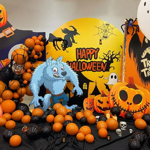 Miniatura 7 de 100 globos negros y naranjas de 12 pulgadas, globos de látex de Halloween, globos gruesos de helio para Halloween, boda, fiesta de cumpleaños