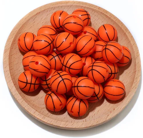 36 cuentas de silicona para fabricación de llaveros de 0.47 pulgadas y 0.59 pulgadas a granel de béisbol, baloncesto, fútbol, deporte, focal,