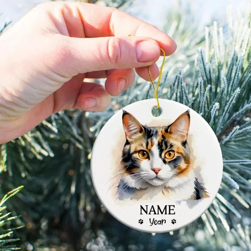Miniatura 4 de Adornos de Navidad abisinios 2026, adorno de cerámica con nombre personalizado de gato, regalo de gato abisinio para hombres y mujeres, amantes