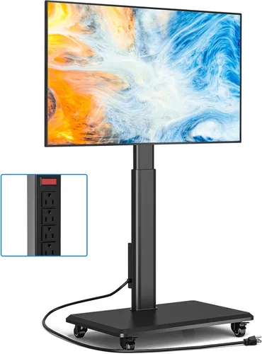 Miniatura 9 de Rfiver Soporte de TV con ruedas para televisores de 32 a 70 pulgadas, moderno soporte de TV de esquina con ruedas mejoradas, 9 niveles de altura