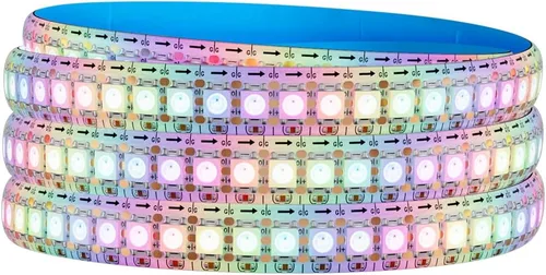 Miniatura 13 de SEZO WS2812B ECO Tira de luz LED 16.4 pies/5M 60 LED/m 300 píxeles, direccionable individualmente, programable, 5050SMD, RGB, aleación, cables Negro