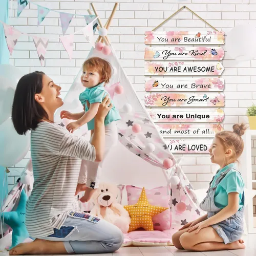 Miniatura 4 de Paquesta Decoración de Habitación para Niñas Decoración de Pared de Mariposa para Dormitorio de Niñas Arte de Pared Inspiracional para Niños