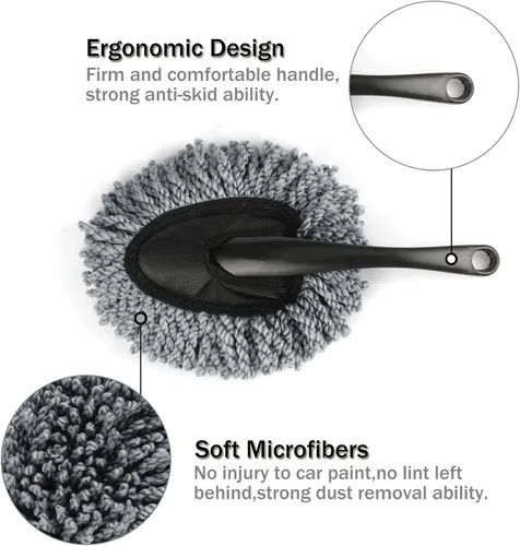 Miniatura 2 de Amiss Paquete de 2 mini cepillos de microfibra para salpicadero de automóvil, cepillo multifuncional de limpieza para automóvil, accesorios