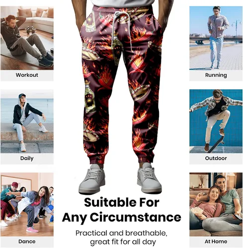 Miniatura 5 de Pantalones deportivos divertidos de los años 80 para hombre, pantalones deportivos con cintura elástica, pantalones casuales
