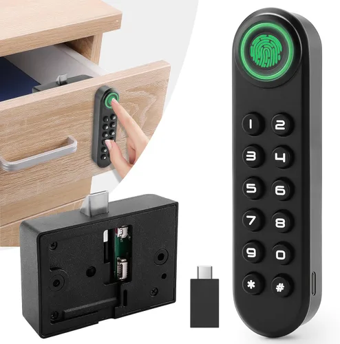 Miniatura 10 de Cerradura biométrica de huellas dactilares para gabinete, cerradura inteligente con contraseña USB, cajón oculto para archivos, armario, seguridad
