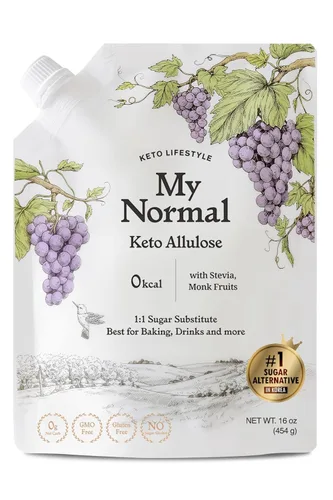 My Normal Alulosa en polvo Keto de 16 onzas, mezcla de alulosa, fruta del monje y stevia, 99.8% de alulosa, sustituto de azúcar 1:1, sin OGM, sin