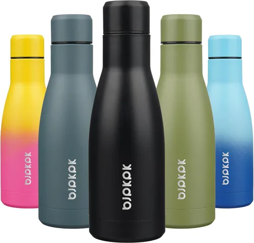 Miniatura 96 de BJPKPK Botellas de agua de acero inoxidable con aislamiento de 17 onzas, mantiene el frío y el calor, brillante oro rosa Oro rosa brillante